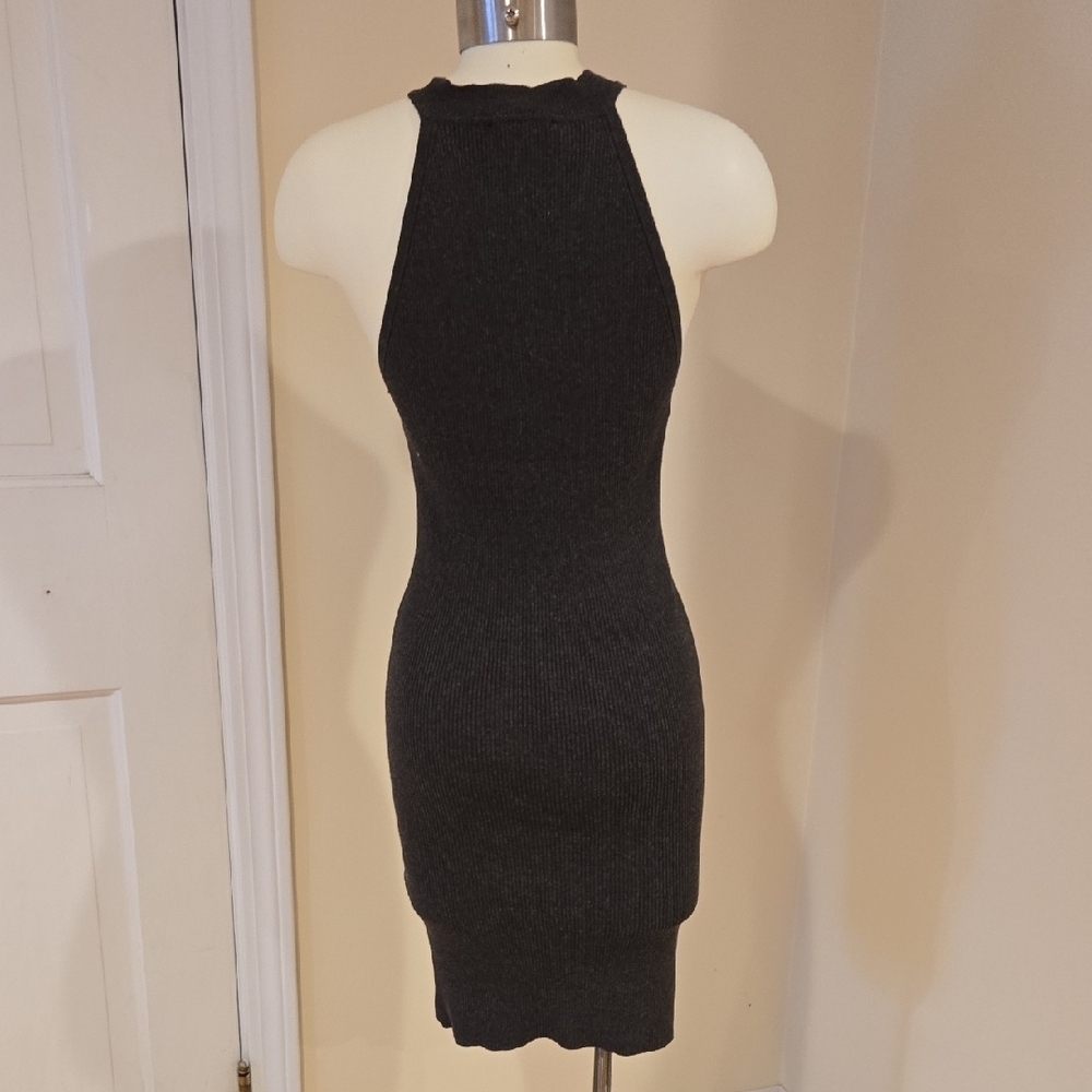 Lulu's Dark Gray Ribbed Mini Dress - Picture 5 of 7